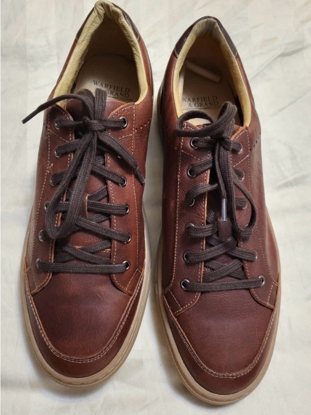 Warfield & Grand Men's Chocolate Brown Leather Lace-Up Sneakers